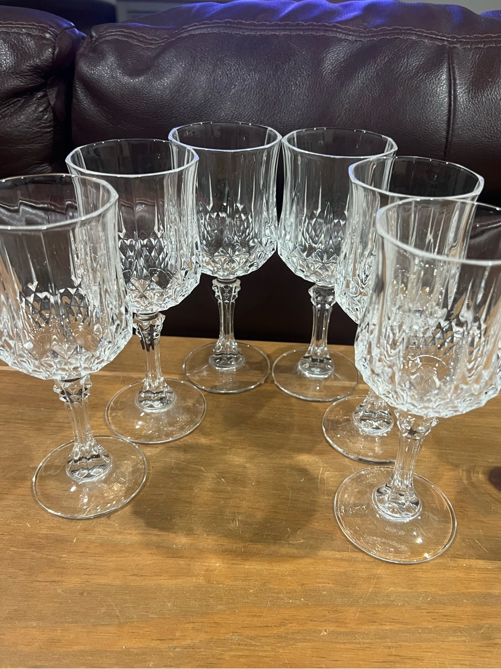 Cristal D’Arques Durand Longchamp wine goblets. Perfect condition.6 1/2” tall